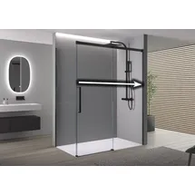 Bernstein Eckdusche mit Schiebetür Soft-Close DX906 FLEX Schwarz matt- - Breite: wählbar, Breite Schiebetür-Element:100cm, Breite Sei...