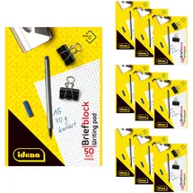 IDENA 90440 - Block kariert A5, 10 Stück, Notizblock mit 50 Blatt und ohne Rand, 70g/m2 Papier ungelocht und kopfgeleimt