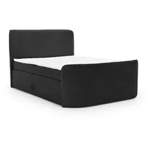 Fun Möbel Boxspringbett Schlafzimmerbett BODY 180x200cm in Stoff Schwarz inkl. Bettkasten