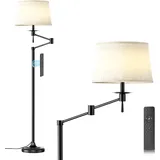 CRLL Stehlampe für Wohnzimmer, 12W Stehlampen mit Beweglichem Arm, Fernbedienung & Fußschalter, 3000k-6000k Dimmbare LED Leselampe mit Nachtlichtmodus & Timer, Hohe Stehleuchte für Schlafzimmer, Büro