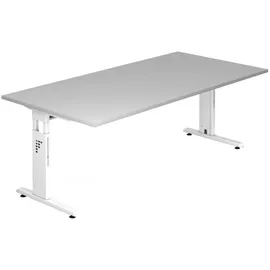 Hammerbacher Schreibtisch OS2E Grau / Weiß