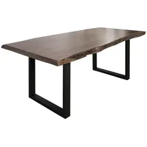 MASSIVMOEBEL24.DE Baumtisch Akazie 220x100x77 grau lackiert / U-Beine anthrazit matt FREEFORM 5 - Grau