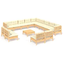 vidaXL Garten-Lounge-Set 14-tlg. creme Kiefer
