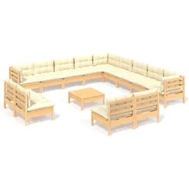 vidaXL Garten-Lounge-Set 14-tlg. creme Kiefer