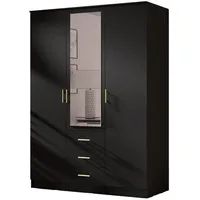 Moeblo Möblo Drehtürenschrank, Schwarz, Metall, 3 Schubladen, Rechteckig, 154x210x64