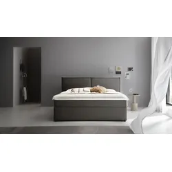 Boxbett "NIKITA", grau (anthrazit), B:181cm L:209cm, ATLANTIC HOME COLLECTION, Komplettbetten, bodentiefes Bett, wahlweise mit Matratze und Topper