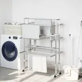 vidaXL Wäscheständer mit Rollen 89x64x129 cm Aluminium