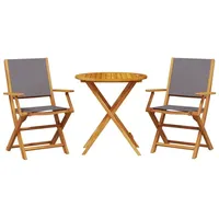 vidaXL 3-tlg. Bistro-Set Anthrazit Stoff und Massivholz