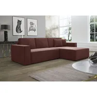 Fun Möbel Ecksofa Schlafsofa Sofa CONOR Stoff Kronos Altrosa Ottomane Rechts - Rosa