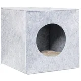 Brandsseller Haustierhöhle Filz ca. 33x33x33 cm Katzenhöhle Hundehöhle Katzenbett Hundebett mit seperatem Kuschelkissen Faltbar Hellgrau