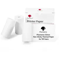 Phomemo 53mm Nicht Klebendes Weißes Thermopapier für M02PRO/M02/M02S/M04S/M04AS/M03/M03AS/M832/M833/M834/M835, 50mm x 6.5m, für Texte, Studiennotizen, 3 Rollen