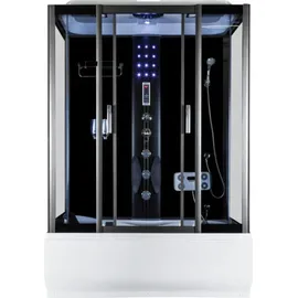 KERRA Hydromassage Duschkabine XL mit Badewanne rechts 151 x 86 cm Schwarz