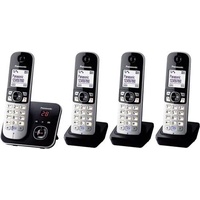 Panasonic Schnurloses Telefon analog KX-TG6824 Quattro Anrufbeantworter, Freisprechen Schwarz, Silbe Panasonic Schnurloses Telefon analog KX-TG6824 Quattro Anrufbeantworter, Freisprechen Schwarz, Silbe