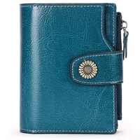 Portemonnaie Damen Echtleder Bifold Compact RFID-Blockierung Geldbeutel Damen...