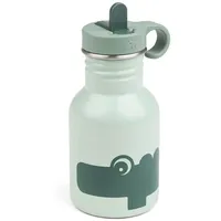 Done by Deer Edelstahl-Trinkflasche mit Strohhalm 350 ml - Croco Grün