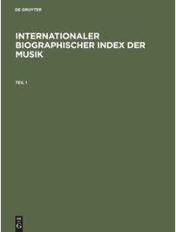 Internationaler Biographischer Index Der Musik / World Biographical Index Of Music, 2 Teile, Leinen