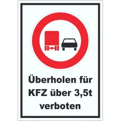 HB-Druck Überholverbot KFZ über 3,5t Aufkleber A9 (37x52mm)