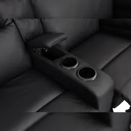 Mendler 2er Kinosessel HWC-K17, Relaxsessel Fernsehsessel Sofa, Nosagfederung Getränkehalter Fach ~ Kunstleder schwarz