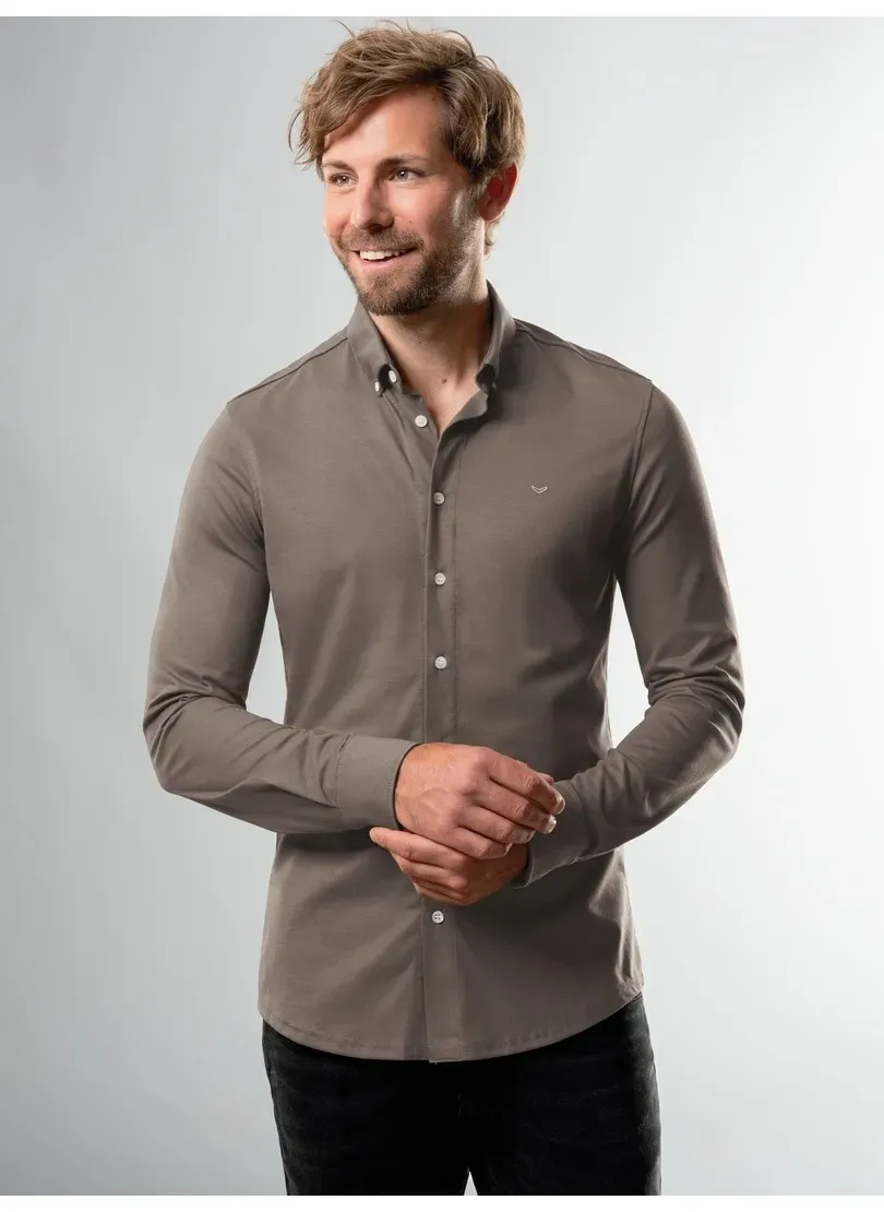 Trigema Poloshirt »TRIGEMA Business-Hemd aus DELUXE-Single-Jersey« Trigema taupe XXXL