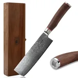 Zayiko Kurumi Damast Nakirimesser I 18 cm Klinge I Nussbaumgriff I Holzbox
