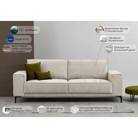 otto home 3-Sitzer OTTO HOME "OLAND, B: 224 cm - Skandi-Design", beige (sand), B:224cm H:85cm T:83cm, 100% Polyester, Sofas, Struktur, Flachgewebe, Luxus-Microfaser, Boucle