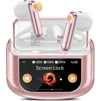 Niderson Bluetooth Kopfhörer, 48H Kopfhörer Kabellos Bluetooth 5.4 mit Touchscreen, Halb-In-Ear Wireless Earbuds mit ENC-Anrufsgeräuschdämpfung, IPX7 Ohrhörer, Immersiver Deep Bass Earphones, Rosa