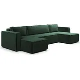 petits-meubles U-sofa 5-sitzig umbaubar Truhe Ezekiel Cord Tannengrün