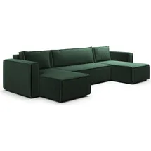 petits-meubles U-sofa 5-sitzig umbaubar Truhe Ezekiel Cord Tannengrün