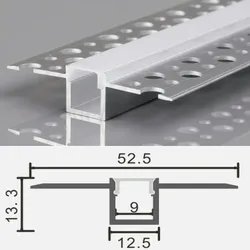 2m LED Alu Profil Unterputz Rigips Trockenbau Schiene Kanalprofil mit Milchglas Abdeckung Kanal System für LED-Streifen Profil Q