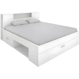 vente-unique Bett mit Kopfteil, Stauraum & Schubladen + Lattenrost - 160 x 200 cm - Weiß - leandre