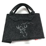 Steinnacher Bärbel Einkaufsshopper Witzgall Filztasche dunkelgrau Hirschkopf Berge 38x20 mit Stoffzug, mit Stoffzug grau 38 cm x 20 cm