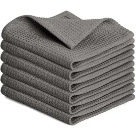 Blumtal Blumtal® Geschirrtücher 30x30 cm im 6er Set - 100% Baumwolle, bei 60 °C waschbar - Geschirrhandtücher & Abtrockentücher für die Küche - Grau