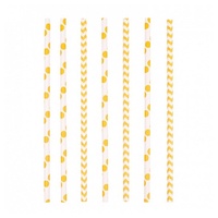Riethmüller Trinkhalme Trinkhalme Dots & Chevron Papier 19,7 cm 24 Stck gelb
