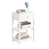 SoBuy Nachttisch mit Schublade Beistelltisch Nachtschrank Weiß FBT46-W