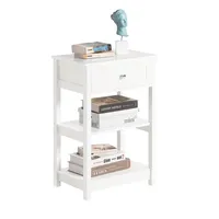 SoBuy Nachttisch mit Schublade Beistelltisch Nachtschrank Weiß FBT46-W
