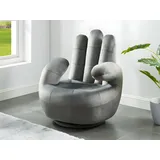 vente-unique Fingersessel drehbar - Samt - Anthrazit - CATCHY
