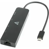 V7 USB-C TO ETHENET 2.5G ADAPTER RJ-45 NETWORK HUB DONGLE 3XUSB-A - Schwarz