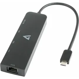 V7 USB-C TO ETHENET 2.5G ADAPTER RJ-45 NETWORK HUB DONGLE 3XUSB-A - Schwarz