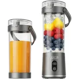 Tragbarer Mixer, Mini Standmixer und Smoothie-Maker, Portabler Elektrischer Saftpresse, USB Wiederaufladbar Mini-Mixer, 12-Blatt, 600 ml Abnehmbarer Behälter, für Saft Marmelade Shake
