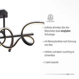 just light. LED Deckenleuchte schwarz, modern, geschwungenes Design, Dimmfunktion