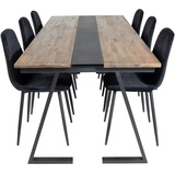 ebuy24 Ebuy24, Esstisch Teak und 6 Polar Diamond Esszimmerstühle Velour schwarz.