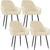 CLGTY Samt Stuhlhussen Mit Armlehne, Stretch Hussen Für Stühle Mit Armlehnen Stuhlhussen Abnehmbarer Stuhlbezug Für Esszimmer Schminktisch Stuhl Küchenstühle-Beige-4 Stück