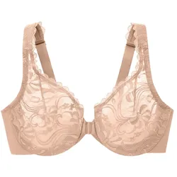 GLAMORISE Vorderverschluss-BH mit Stretch und Spitze - Kaffee 75D Damen 