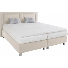 Westfalia Schlafkomfort Boxspringbett, inkl. Kaltschaum-Topper und Zierkissen Strukturstoff, Liegefläche B/L: 180 cm x 200 cm, H2, 7-Zonen-Kaltschaummatratze, beige Boxspringbett, Made in Germany - Möbel