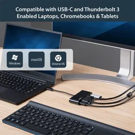 Startech StarTech.com USB-C VGA Multiport Adapter - Power Delivery (60W) - USB C Adapter für Mac, Windows, Chrome OS - Docking Station - USB-C 3 Ports), Dockingstation Hub, Schwarz