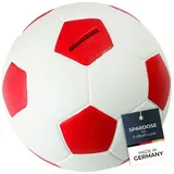 HMF 4790-03 Spardose Fußball Lederoptik 15 cm Durchmesser, Rot Weiß