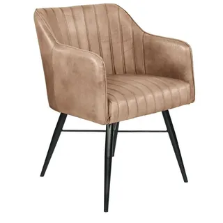 Massivmoebel24 Stuhl Echtleder 54x68x78, beige iron label 12