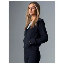 TRIGEMA Sweatjacke "TRIGEMA Kapuzenjacke", Damen, Gr. S, blau (navy), 50% Baumwolle, 50% Polyester, casual, Sweatjacken