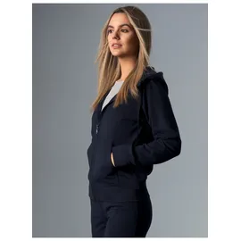 TRIGEMA Sweatjacke "TRIGEMA Kapuzenjacke", Damen, Gr. S, blau (navy), 50% Baumwolle, 50% Polyester, casual, Sweatjacken