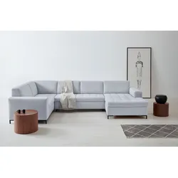 Wohnlandschaft OTTO PRODUCTS "Grazzo U-Form", silber, B:332cm H:80cm T:199cm, Struktur (100% recyceltes Polyester), Luxus-Microfaser weich (100% recyceltes Polyester), Sofas, hochwertige Stoffe aus recyceltem Material, Steppung im Sitzbereich
